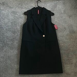 Size L Spanx Black Sleeveless Ponte Vest Blazer Dress